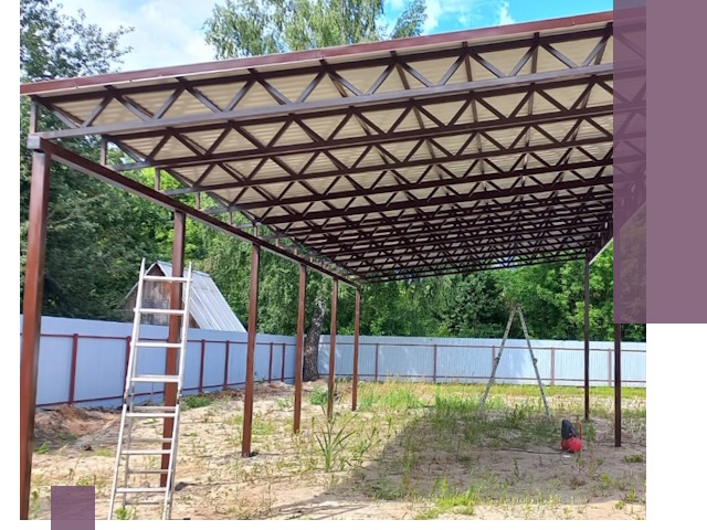 Односкатные навесы под ключ в Когалыме — изготовление и монтаж