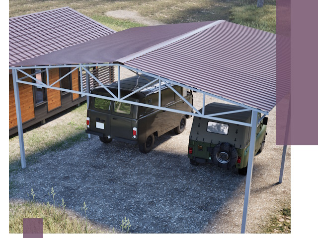 Двускатные навесы под ключ в Когалыме — изготовление и монтаж